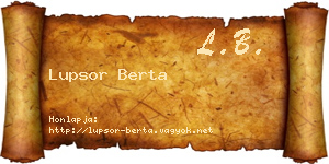Lupsor Berta névjegykártya